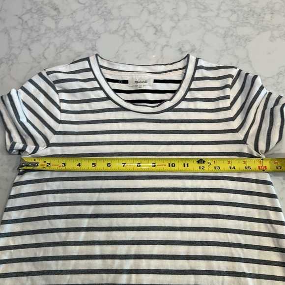 Madewell Striped Retreat Dress Black White Tee Shirt Cotton Size Extra Small XS - Picture 4 of 5